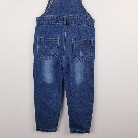 Girl's Denim Distressed Jean Overalls - Picture 5 of 7